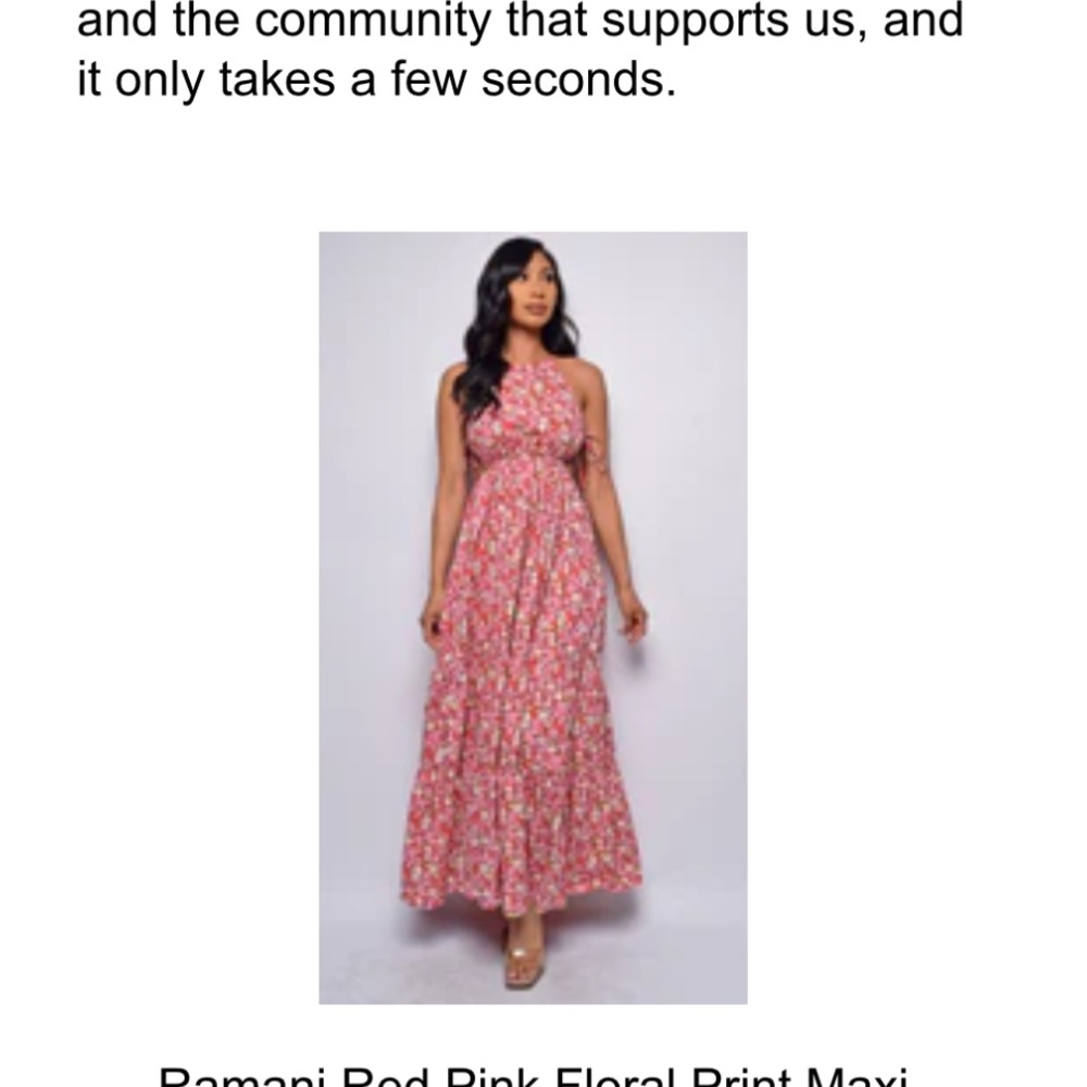 Ramani Red Pink Floral Print Maxi Dress